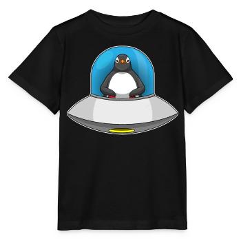 Penguin Spaceship Space - T-shirt bio MINI CREATOR Stanley/Stella Enfant - noir - Devant - Mikhail (115cm)