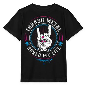 Thrash Metal saved my Life - Mano cornuta - Stanley/Stella Kinder T-Shirt MINI CREATOR  - Schwarz - Vorne - Mikhail (115cm)