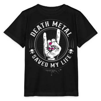 Death Metal saved my Life - Devil Horns Metalheads - Stanley/Stella Kinder T-Shirt MINI CREATOR  - Schwarz - Vorne - Mikhail (115cm)