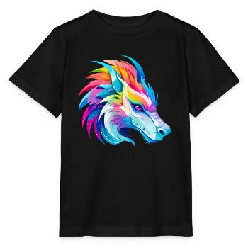 Tête de Dragon Arc-en-ciel - T-shirt bio MINI CREATOR Stanley/Stella Enfant - noir - Devant - Mikhail (115cm)