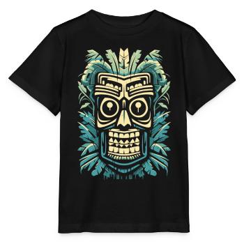 Masque rétro tribal polynésien Tiki Maori - T-shirt bio MINI CREATOR Stanley/Stella Enfant - noir - Devant - Mikhail (115cm)