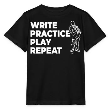 Writing, practicing, playing, repeating - Stanley/Stella MINI CREATOR Kids’ T-Shirt - black - Front - Mikhail (115cm)