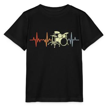Drummer ECG Heart palpitations - Stanley/Stella MINI CREATOR Kids’ T-Shirt - black - Front - Mikhail (115cm)