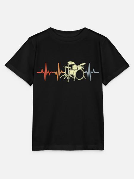 Drummer EKG Herzklopfen - Stanley/Stella Kinder T-Shirt MINI CREATOR - Schwarz