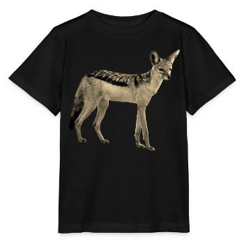 Chacal Vintage sépia - Chien sauvage en Afrique - T-shirt bio MINI CREATOR Stanley/Stella Enfant - noir - Devant - Mikhail (115cm)
