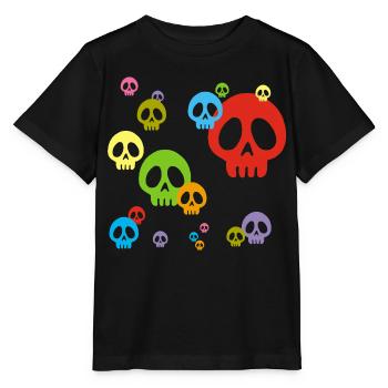 Mehrfarbiger Manga-Schädel - Stanley/Stella Kinder T-Shirt MINI CREATOR  - Schwarz - Vorne - Mikhail (115cm)