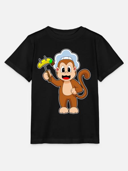 Affe Koch Fleischgabel Kochen - Stanley/Stella Kinder T-Shirt MINI CREATOR  - Schwarz