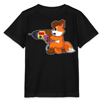 Fuchs Handwerker Bohrmaschine Handwerk - Stanley/Stella Kinder T-Shirt MINI CREATOR  - Schwarz - Vorne - Mikhail (115cm)