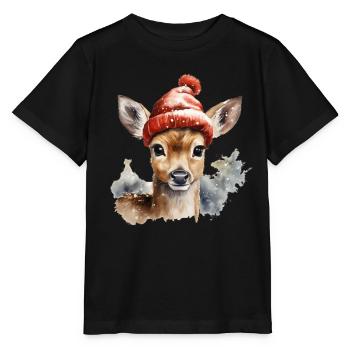 Rehkitz mit Mütze - Stanley/Stella Kinder T-Shirt MINI CREATOR  - Schwarz - Vorne - Mikhail (115cm)