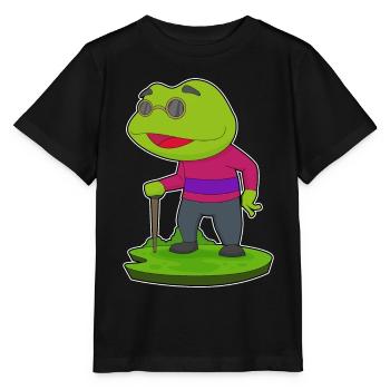 Frog Pensioner Walking Stick - Stanley/Stella MINI CREATOR Kids’ T-Shirt - black - Front - Mikhail (115cm)