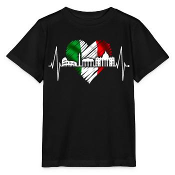 Rome Colisée Heartbeat Roma Skyline Rome Italie - T-shirt bio MINI CREATOR Stanley/Stella Enfant - noir - Devant - Mikhail (115cm)
