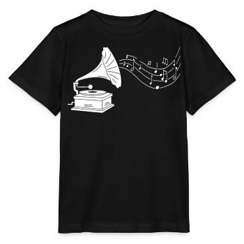 gramophone blanc et musique - T-shirt bio MINI CREATOR Stanley/Stella Enfant - noir - Devant - Mikhail (115cm)