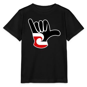 Drapeau maori Shaka - T-shirt bio MINI CREATOR Stanley/Stella Enfant - noir - Devant - Mikhail (115cm)