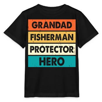 Grandpa Angler Protector Hero - Stanley/Stella MINI CREATOR Kids’ T-Shirt - black - Front - Mikhail (115cm)
