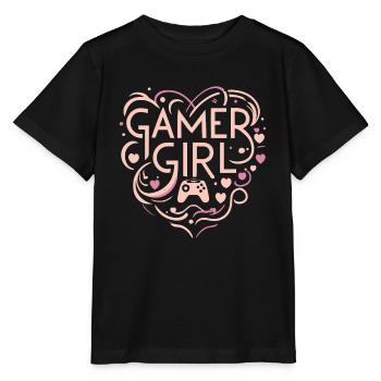 Cœur de fille de joueur - T-shirt bio MINI CREATOR Stanley/Stella Enfant - noir - Devant - Mikhail (115cm)