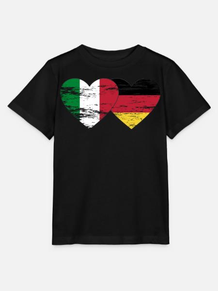 Italien Deutschland Flagge Herz used - Stanley/Stella Kinder T-Shirt MINI CREATOR - Schwarz