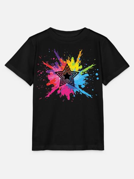 Schwarzer Stern und mehrfarbige Explosion - Stanley/Stella Kinder T-Shirt MINI CREATOR  - Schwarz