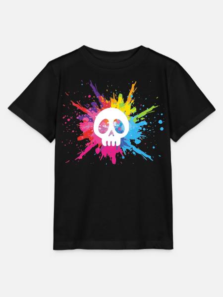 Weißer Schädel und bunte Explosion - Stanley/Stella Kinder T-Shirt MINI CREATOR  - Schwarz