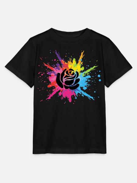 Schwarze Blume und mehrfarbige Explosion - Stanley/Stella Kinder T-Shirt MINI CREATOR - Schwarz