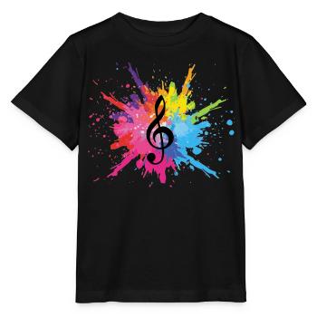 Musique et explosion multicolore (noir) - T-shirt bio MINI CREATOR Stanley/Stella Enfant - noir - Devant - Mikhail (115cm)
