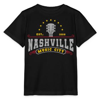Nashville Tennessee Musique | Couleurs changeantes - T-shirt bio MINI CREATOR Stanley/Stella Enfant - noir - Devant - Mikhail (115cm)