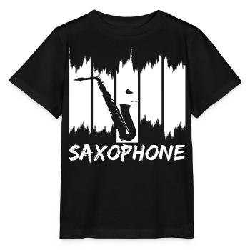 Croquis de saxophone - T-shirt bio MINI CREATOR Stanley/Stella Enfant - noir - Devant - Mikhail (115cm)