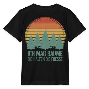 Ich mag Bäume Die halten die Fresse - Stanley/Stella Kinder T-Shirt MINI CREATOR  - Schwarz - Vorne - Mikhail (115cm)