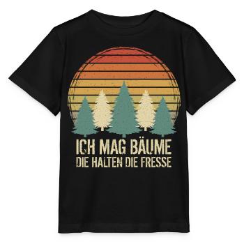Ich mag Bäume Die halten die Fresse - Stanley/Stella Kinder T-Shirt MINI CREATOR  - Schwarz - Vorne - Mikhail (115cm)