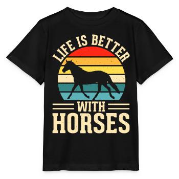 Chevaux - T-shirt bio MINI CREATOR Stanley/Stella Enfant - noir - Devant - Mikhail (115cm)
