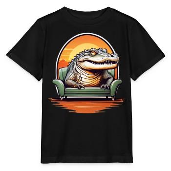 Alligator sur canapé - T-shirt bio MINI CREATOR Stanley/Stella Enfant - noir - Devant - Mikhail (115cm)