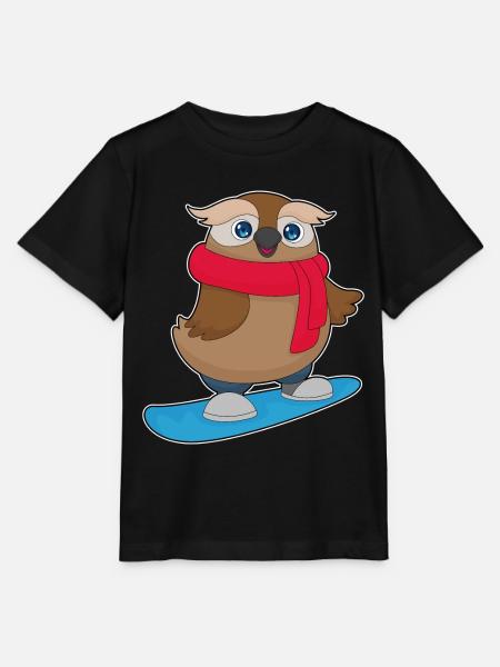 Eule Snowboarder Snowboard - Stanley/Stella Kinder T-Shirt MINI CREATOR - Schwarz