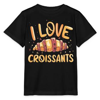 I Love Croissants - Frühstücksliebhaber Design - Stanley/Stella Kinder T-Shirt MINI CREATOR  - Schwarz - Vorne - Mikhail (115cm)