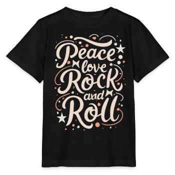 Peace Love Rock And Roll Statement Motto - Stanley/Stella Kinder T-Shirt MINI CREATOR  - Schwarz - Vorne - Mikhail (115cm)