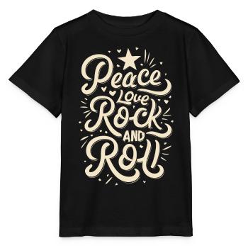 Peace Love Rock And Roll Statement Motto - Stanley/Stella Kinder T-Shirt MINI CREATOR  - Schwarz - Vorne - Mikhail (115cm)
