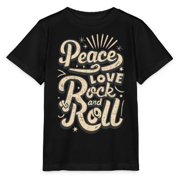 Peace Love Rock And Roll Statement Motto - Stanley/Stella Kinder T-Shirt MINI CREATOR  - Schwarz - Vorne - Mikhail (115cm)
