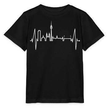 Nuremberg Skyline Heartbeat Fan Heart Love Nuremberg - Stanley/Stella MINI CREATOR Kids’ T-Shirt - black - Front - Mikhail (115cm)