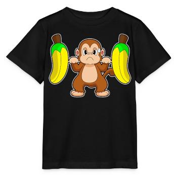 Monkey Bodybuilder Barbell Bodybuilding - Stanley/Stella MINI CREATOR Kids’ T-Shirt - black - Front - Mikhail (115cm)