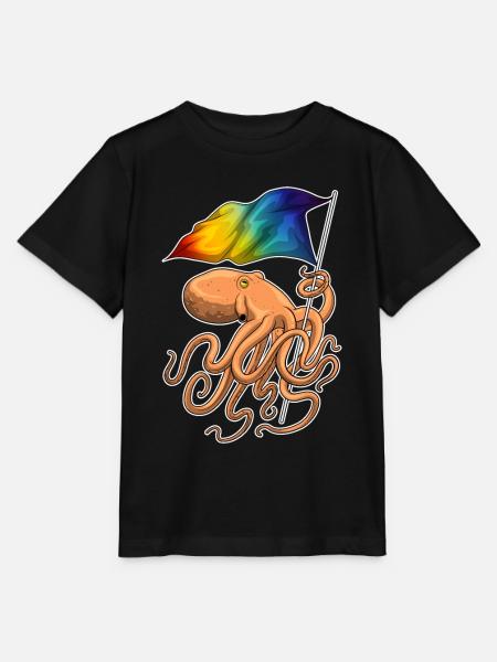 Krake Regenbogen Flagge - Stanley/Stella Kinder T-Shirt MINI CREATOR - Schwarz