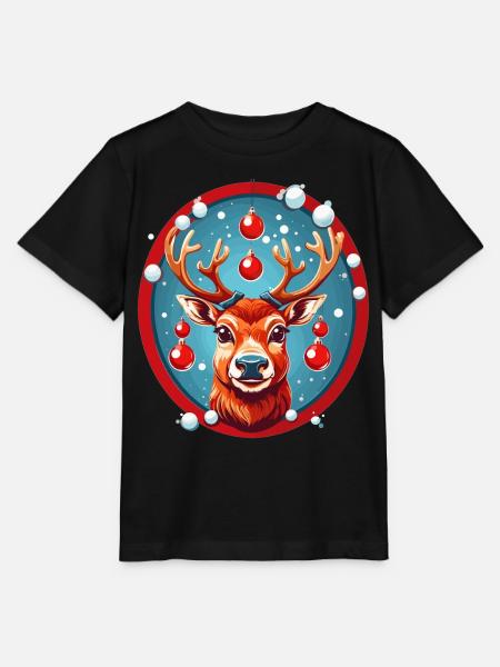 Rentier mit Weihnachtskugeln - Stanley/Stella Kinder T-Shirt MINI CREATOR - Schwarz