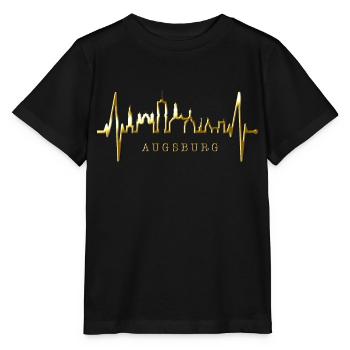 Augsburg Skyline Heartbeat Fan J’aime Augsburger - T-shirt bio MINI CREATOR Stanley/Stella Enfant - noir - Devant - Mikhail (115cm)