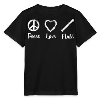 Peace Love Flute - Stanley/Stella Kinder T-Shirt MINI CREATOR  - Schwarz - Vorne - Mikhail (115cm)