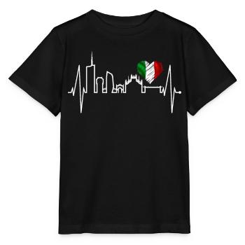 Milan Skyline Italy Heartbeat Fan Love Milano - Stanley/Stella MINI CREATOR Kids’ T-Shirt - black - Front - Mikhail (115cm)