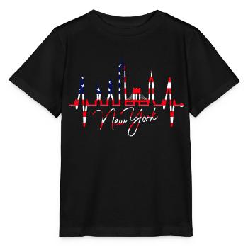 New York Skyline Heartbeat Heart USA Gift NY - Stanley/Stella MINI CREATOR Kids’ T-Shirt - black - Front - Mikhail (115cm)