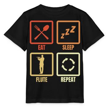 Eat Sleep Flute Repeat - Stanley/Stella Kinder T-Shirt MINI CREATOR  - Schwarz - Vorne - Mikhail (115cm)