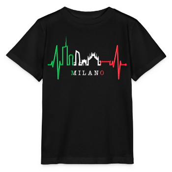 Milan Skyline Italy Heartbeat Fan Love Milano - Stanley/Stella MINI CREATOR Kids’ T-Shirt - black - Front - Mikhail (115cm)