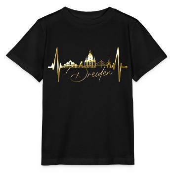 Dresden Skyline Heartbeat Dresden Heart Love Fan - Stanley/Stella MINI CREATOR Kids’ T-Shirt - black - Front - Mikhail (115cm)