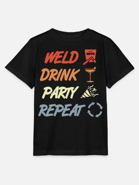 Weld Drink Party Repeat - Stanley/Stella Kinder T-Shirt MINI CREATOR - Schwarz