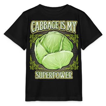 Cabbage, white cabbage, sauerkraut, funny comic book saying - Stanley/Stella MINI CREATOR Kids’ T-Shirt - black - Front - Mikhail (115cm)