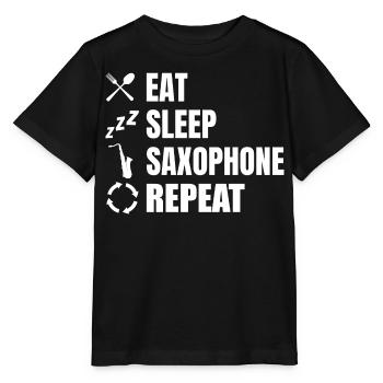 Eat Sleep Saxophone Répéter - T-shirt bio MINI CREATOR Stanley/Stella Enfant - noir - Devant - Mikhail (115cm)