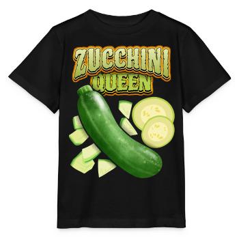 Reine des courgettes, dicton de légumes drôle - T-shirt bio MINI CREATOR Stanley/Stella Enfant - noir - Devant - Mikhail (115cm)